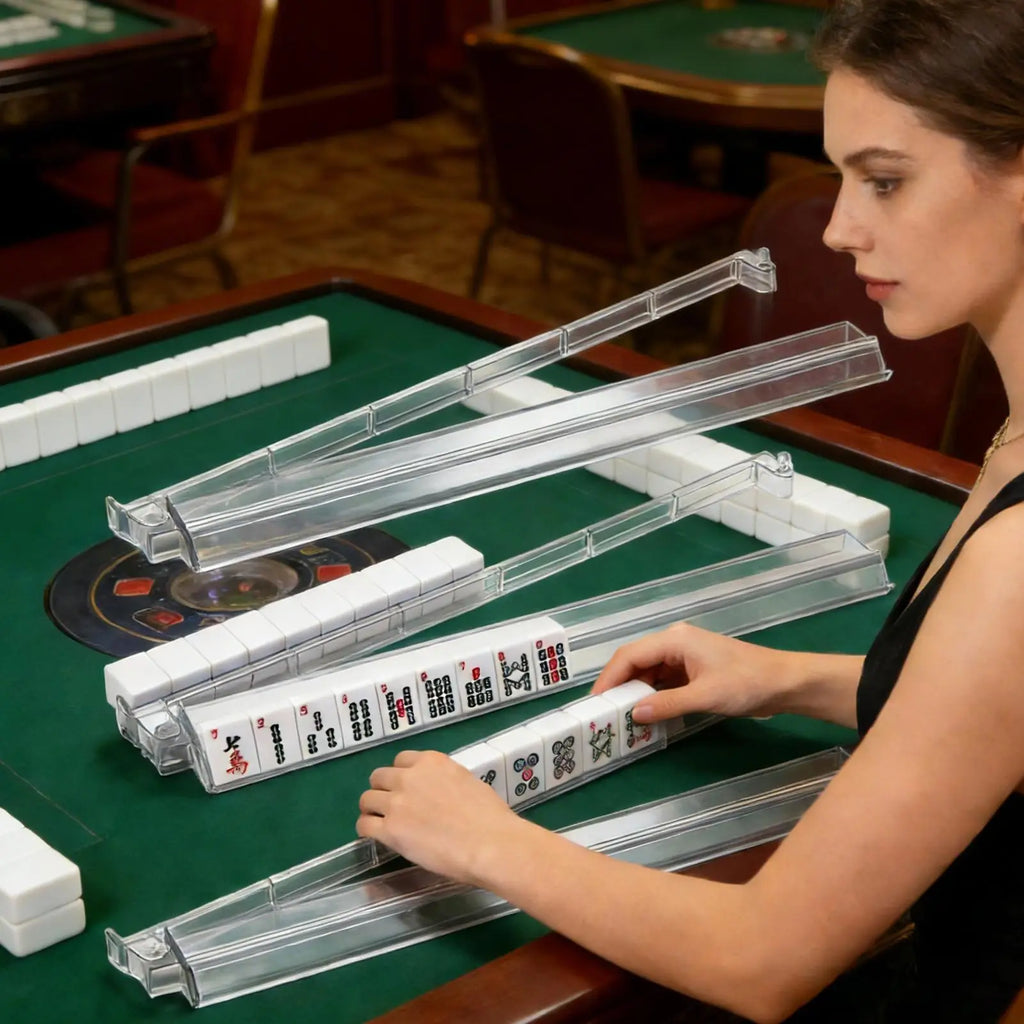 Mahjong Pushers and Racks 4 Pieces Mah Jongg Accessories Mahjong Tile Holder for Players Social Club Holiday Parties Game Night